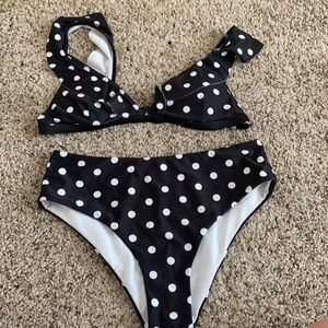 White and Black Polka Dot Bikini